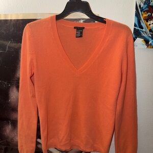 Theory Women's V-Neck Sweater in Vibrant Orange
